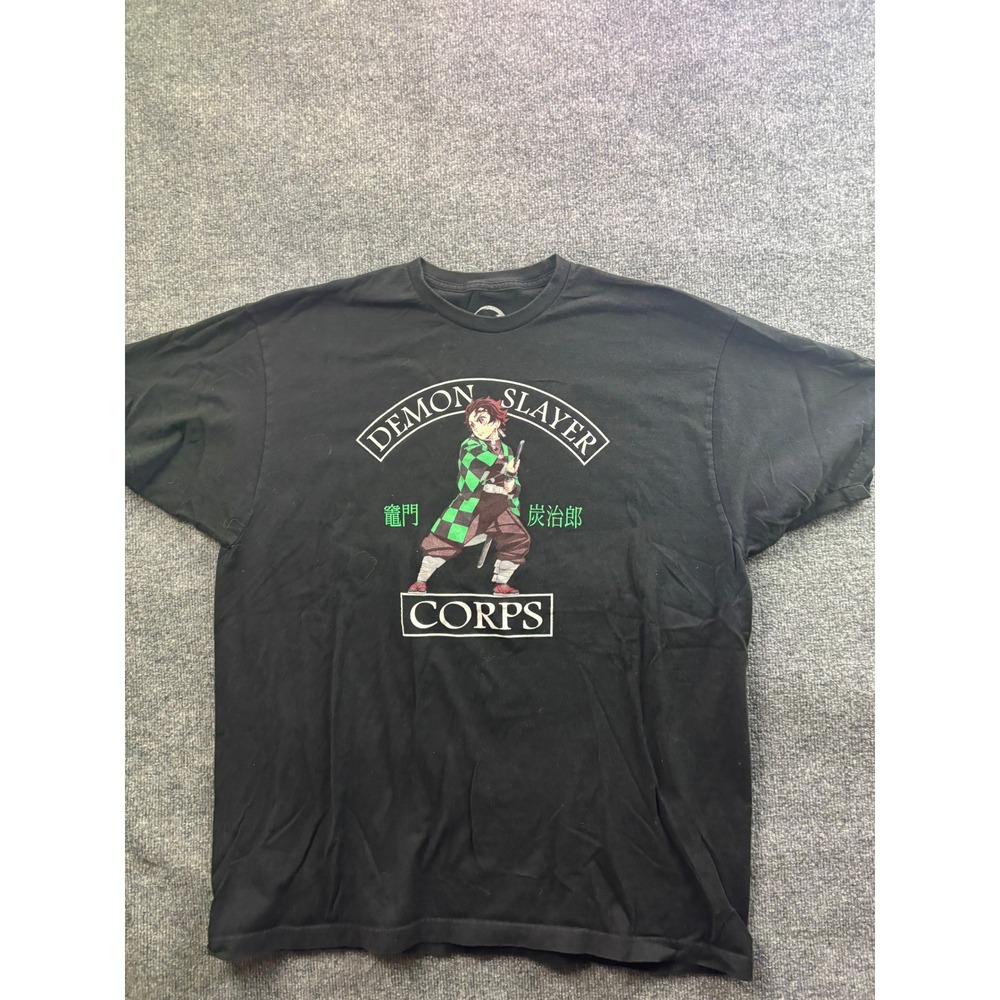 Demon Slayer Graphic Tee Mens 2XL Black Tanjiro Kamado Anime Shirt